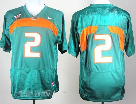 Miami Hurricanes #2 With No Name Green College Jerseys
